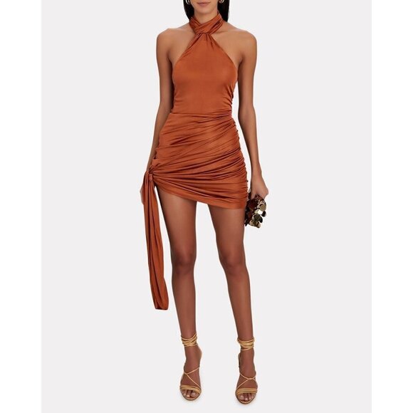 GAUGE81 Riga Halter Slinky Dress in Chestnut Brown Large New Womens Cocktail - Picture 16 of 16